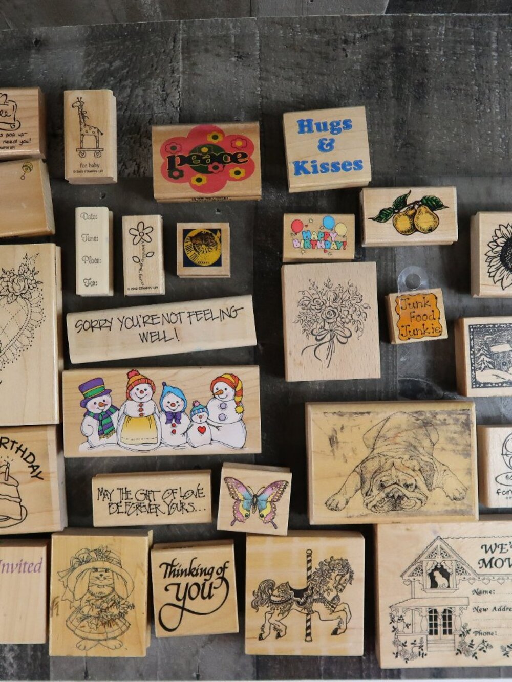 Lot of 27 Stamps Wood Rubber Arts & Crafts Journals Scrapbooking
